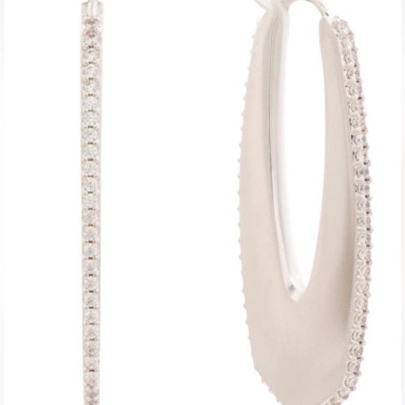 NWT gorgeous KENDRA SCOTT silver tone Adeline Hoop Earrings with crystal stones - Picture 2 of 14
